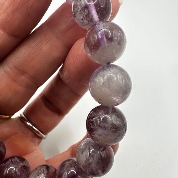 12.5mm Natural Purple Rabbit Hair Rutilated Quartz beaded stretch bracelet! - Picture 5 of 10